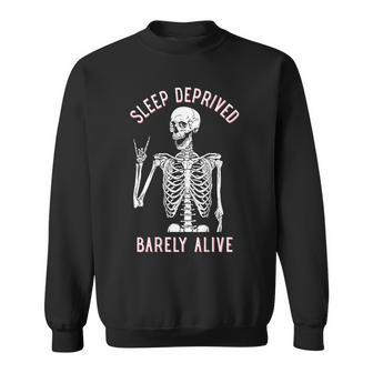 Sleep Deprived Barely Alive Skull Sweatshirt - Seseable