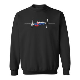 Slovakia Slovakia Heartbeat Ecg Vintage Flag Slovakia Sweatshirt - Seseable