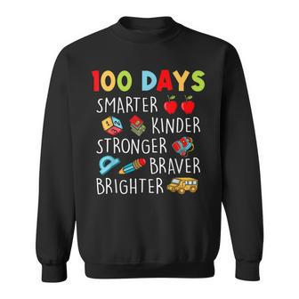 Smarter Kinder Stronger Brighter 100 Days Of School Teacher Sweatshirt | Mazezy