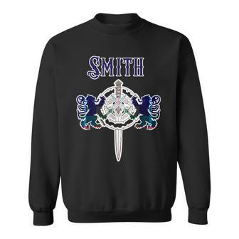 Smith Scottish Clan Family Name Tartan Lion Sword Sweatshirt - Seseable