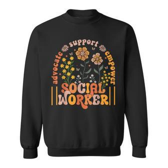 Social Worker Social Work Month Work Love Groovy Sweatshirt - Seseable
