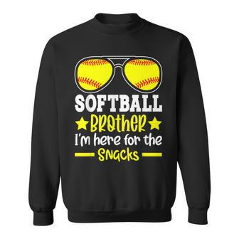 Softball Brother I'm Just Here For The Snacks Retro Sweatshirt - Seseable