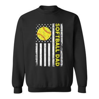 Softball Dad American Flag Fathers Day Sweatshirt - Thegiftio UK
