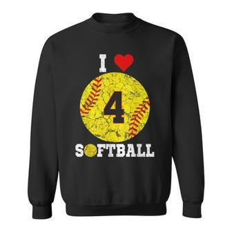 Softball Number 4 Softball Lover Vintage Retro Sweatshirt - Monsterry DE