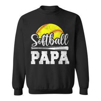 Softball Papa Softball Player Game Day Father's Day Sweatshirt - Seseable