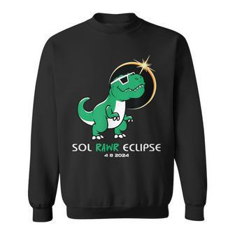 Sol Rawr Dino Total Solar Eclipse April 2024 Dinosaur Event Sweatshirt | Mazezy