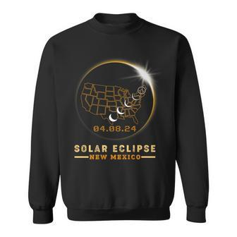Solar Eclipse 2024 America Totality Total New Mexico Usa Map Sweatshirt - Thegiftio UK