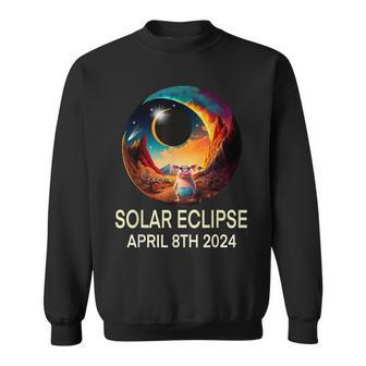 Solar Eclipse 2024 Apparel Pig Wearing Solar Eclipse Glasses Sweatshirt - Seseable