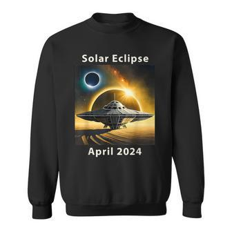 Solar Eclipse 2024 April Ufo Flying Saucer Spaceship 4824 Sweatshirt | Mazezy UK
