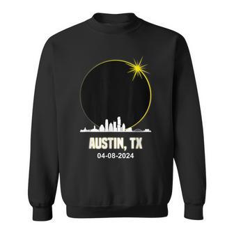 Solar Eclipse 2024 Austin Skyline Texas Total Solar Eclipse Sweatshirt - Seseable