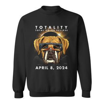 Solar Eclipse 2024 Boxer Dog Wearing Glasses Sweatshirt - Seseable