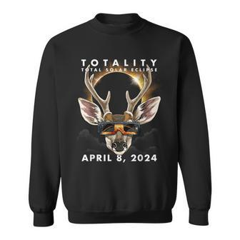 Solar Eclipse 2024 Deer Wearing Eclipse Glasses Sweatshirt - Seseable