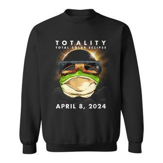 Solar Eclipse 2024 Frog Wearing Eclipse Glasses Sweatshirt - Seseable