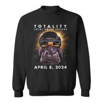 Solar Eclipse 2024 Hippo Wearing Eclipse Glasses Sweatshirt | Mazezy