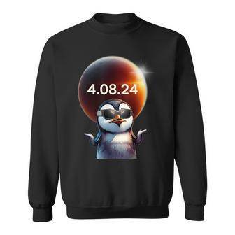 Solar Eclipse 2024 Penguin Wearing Solar Eclipse Sweatshirt - Seseable