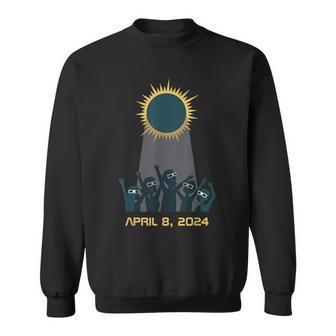 Solar Eclipse 2024 People Wearing Solar Eclipse Glasses Sweatshirt - Monsterry