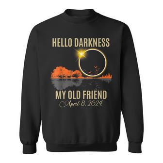 Solar Eclipse April 08 2024 Hello Darkness My Old Friend Sweatshirt - Monsterry CA