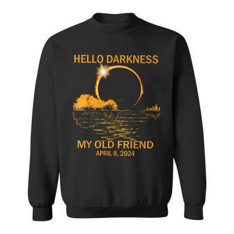 Solar Eclipse April 08 2024 Hello Darkness My Old Friend Sweatshirt | Mazezy