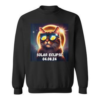 Solar Eclipse April 8 2024 Space Cat Sun Totality Glasses Sweatshirt | Mazezy