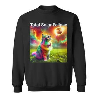 Solar Eclipse Cat Wearing Solar Eclipse Glasses 2024 Sweatshirt - Seseable