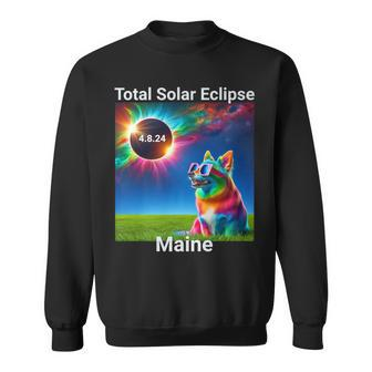 Solar Eclipse Corgi Dog Wearing Solar Eclipse Glasses 2024 Sweatshirt - Monsterry