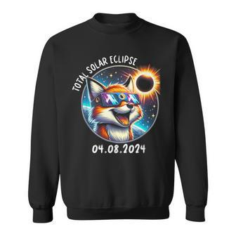 Solar Eclipse Fox Wearing Glasses Pet April 8 2024 Sweatshirt - Seseable