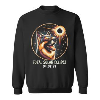 Solar Eclipse German Shepherd Wearing Glasses April 8 2024 Sweatshirt - Monsterry