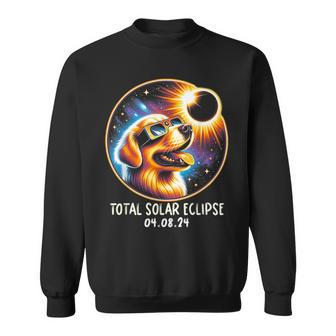 Solar Eclipse Golden Retriever Wearing Glasses April 8 2024 Sweatshirt - Seseable