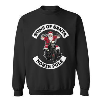 Sons Of Santa Biker Santa Santa On Motorcycle Sweatshirt - Monsterry