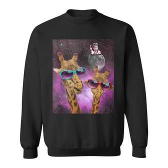 Space Giraffes In A Nebula Cat On The Moon Sweatshirt - Monsterry
