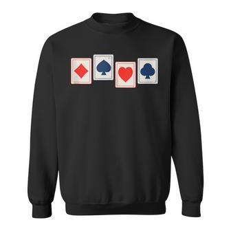 Spade Diamond Clover Heart Four Aces Poker Playing Cards Sweatshirt - Monsterry