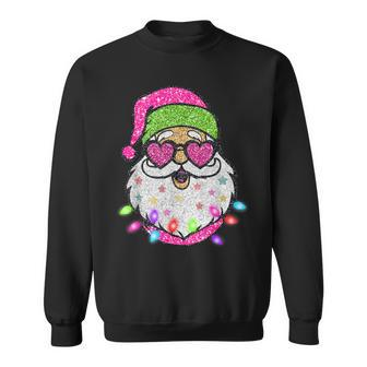 Sparkly Sequin Santa Xmas Lights Christmas Pajamas Sweatshirt | Mazezy