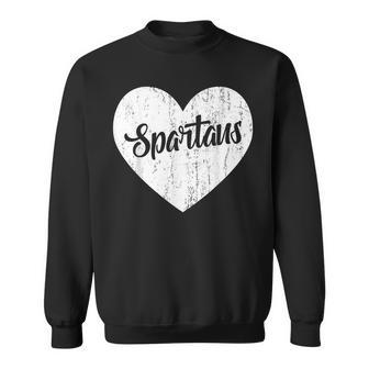 Spartans School Sports Fan Team Spirit Mascot Heart Sweatshirt - Monsterry