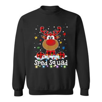Sped Squad Christmas Cute Red Plaid Reindeer Special Ed Sweatshirt | Mazezy