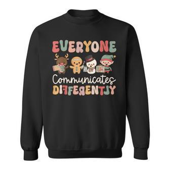 Speech Therapy Christmas Everyone Communicates Differently Sweatshirt - Seseable