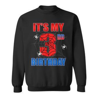 Spider Web 3 Years Old It's My 3Rd Birthday Boy Party Sweatshirt - Monsterry