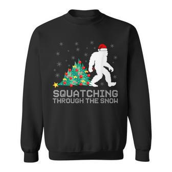 Squatching Through The Snow Bigfoot Christmas Sasquatch Sweatshirt - Monsterry