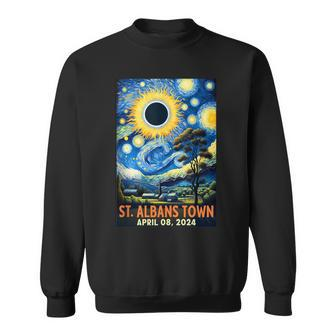 St Albans Town Vermont Total Solar Eclipse 2024 Starry Night Sweatshirt - Thegiftio UK