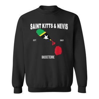 St Kitts & Nevis Flag Map Kittitian Nevisian National Day Sweatshirt | Mazezy