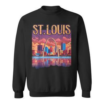 St Louis Gateway Arch Missouri Cityscape Skyline Sweatshirt - Seseable