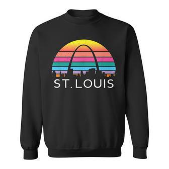 St Louis Missouri Gateway Arch Retro Mississippi River Lou Sweatshirt - Monsterry