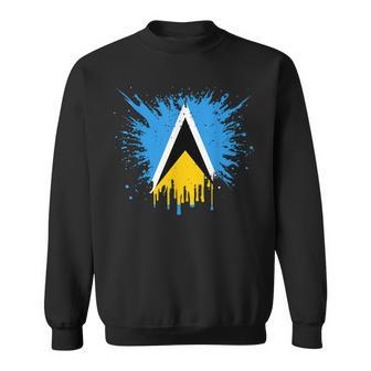 St Lucian Watercolor Flag Saint Lucia Flag Sweatshirt - Thegiftio UK