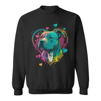 Staffie Dog Heart Valentines Day Heart Stafford Bull Terrier Sweatshirt - Thegiftio UK