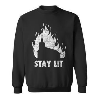 Stay Lit Burning Church Witchcraft Okult Grunge Satanic Sweatshirt - Seseable