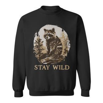 Stay Wild Cottagecore Aesthetic Raccoon Lover Vintage Racoon Sweatshirt - Monsterry UK