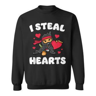I Steal Hearts Ninja Boys Valentines Day Toddler Sweatshirt | Mazezy