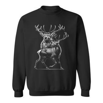 Stolzer Hirsch Als Portrait In Artistic Drawing Style Sweatshirt - Geschenkecke