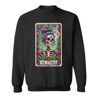 The Stoner Retro Style 420 Cannabis Weed Skeleton Tarot Card Sweatshirt | Mazezy DE