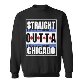 Straight Outta Chicago Chitown Flag Skyline Chi Town Sweatshirt - Monsterry CA
