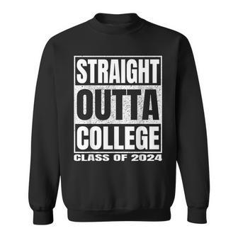 Straight Outta College Class Of 2024 College Graduation Idea Sweatshirt - Thegiftio UK